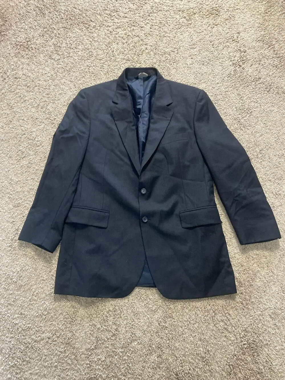 Jos. A. Bank Suit Jacket Mens 42 Regular Blue Solid Two Button Notch Lapel